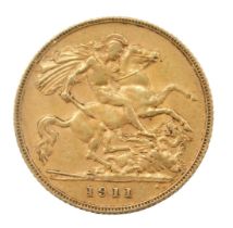 A George V half gold sovereign, dated 1911.