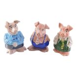 Three Wade NatWest piggy banks, comprising Daughter, Father and Mother, no stoppers. (3)