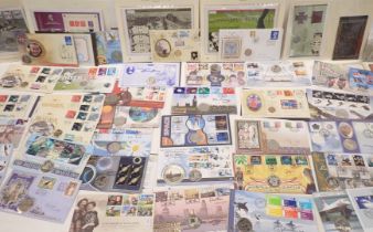 Coin packs and first day covers, comprising Union Jack bicentenary, Birds of Prey, Submarines at War