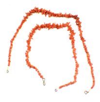 A coral single strand necklace, on silk strand with plated clasp, 35.7g all in. (AF)