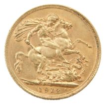 A George V full gold sovereign, dated 1912.