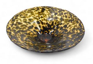 An Art Glass brown mottled flared bowl, 35cm diameter.