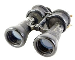 A pair of German WWII BEH Leitz ebonised and rubber binoculars, 23cm high.