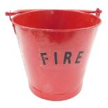 A red painted galvanised fire bucket, with swing handle, 46cm high. Buyer Note: VAT payable on the
