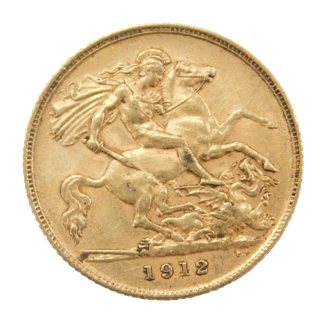 A George V half gold sovereign, dated 1912.