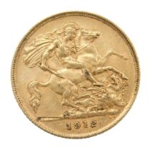 A George V half gold sovereign, dated 1912.