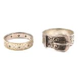 Two dress rings, comprising a 9ct gold and silver eternity ring, set with czs, ring size M½, and a s