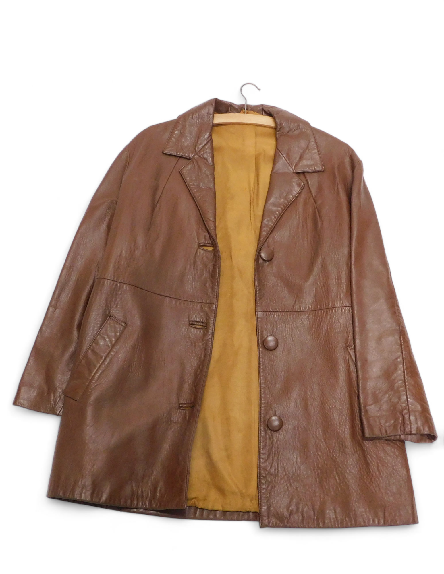 A Richard Draper size 40 brown leather jacket.