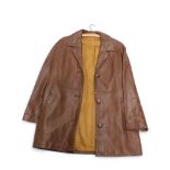 A Richard Draper size 40 brown leather jacket.