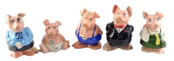 A set of five Wade NatWest pigs.