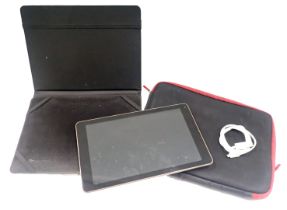 A Prestigio multi-pad muze 5001 3G tablet, PC model PMT5001_3G, with associated cables.