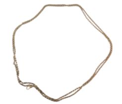 A Longuard neck chain, with single clip, stamped 9ct, 132cm long, 28.1g all in.