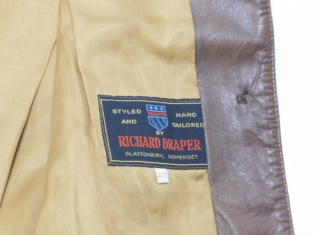 A Richard Draper size 40 brown leather jacket. - Image 3 of 3