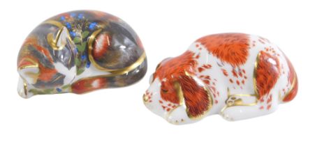 Two Royal Crown Derby paperweights, comprising The Collectors Guild Exclusive Catnip Kitten with sil