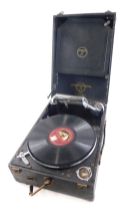 A Columbia portable gramophone, with chrome plated mounts, etc.