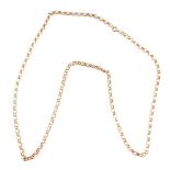 A 9ct gold curb link necklace, with bolt ring clasp, 74cm long, 20g all in.