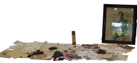 A group of WWI related items relating to Mr Charles Duke, comprising military black and white print