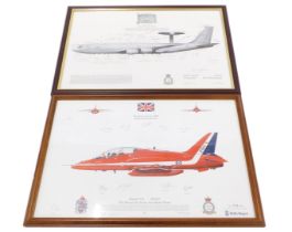 Two Aviation prints, comprising Sentry AEW1 8 Squadron from RAF Waddington, bearing numerous signatu