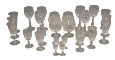 A collection of Edinburgh crystal and other glassware, comprising a set of six wine glasses, four br