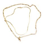 A 9ct gold Byzantine link neck chain, with a plated paste stone set pendant, 60cm long, 13g, and a g