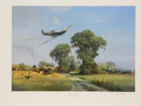 After Frank Wooton. Down on the Farm (Battle of Britain), limited edition signed print, 58cm x 74cm.