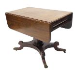 A Regency mahogany Pembroke table, the rectangular top with rounded corners and a moulded edge, on a