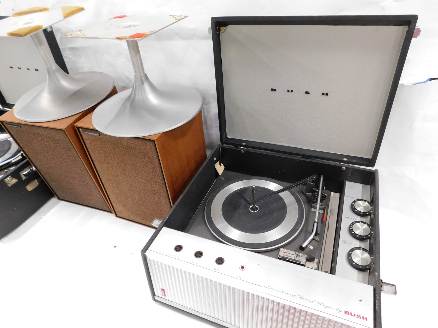 Two Bush vintage Transistorised record players, and a pair of Bush Arena speakers and - Image 3 of 3
