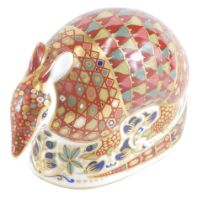 A Royal Crown Derby armadillo paperweight, with silver stopper, dated 1996, 8.5cm high.