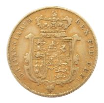 A George IV shield back full gold sovereign, dated 1830.