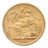 A George V full gold sovereign, dated 1912.