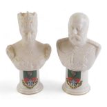 A pair of Carltonware crested china busts, modelled in the form of Edward VII and Queen Alexandra.