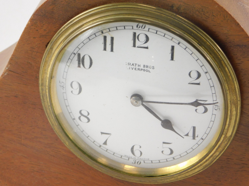 A mahogany mantel clock, the associated movement stamped McGrath Brothers Liverpool. 40cm wide. - Image 2 of 3