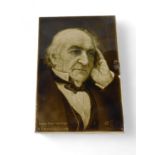 A 19thC Sherwin & Cotton ceramic tile, of William Gladstone from the portrait by Mendelssohn.