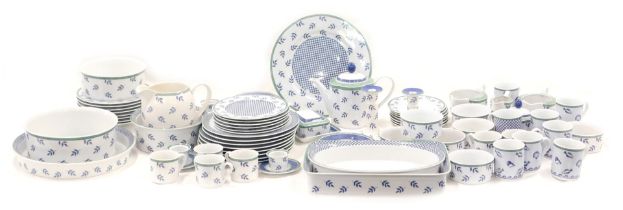 A Villeroy & Boch Gallo design Cordoba pattern dinner and tea service, each piece decorated with blu