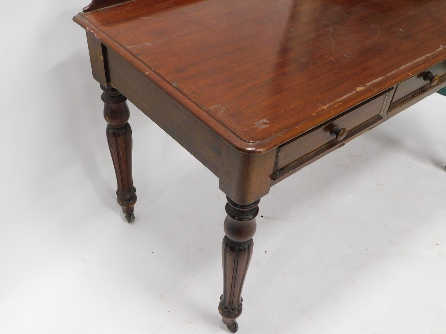 A Victorian mahogany side table, the rectangular top with a moulded edge, above three frieze drawers - Image 3 of 3