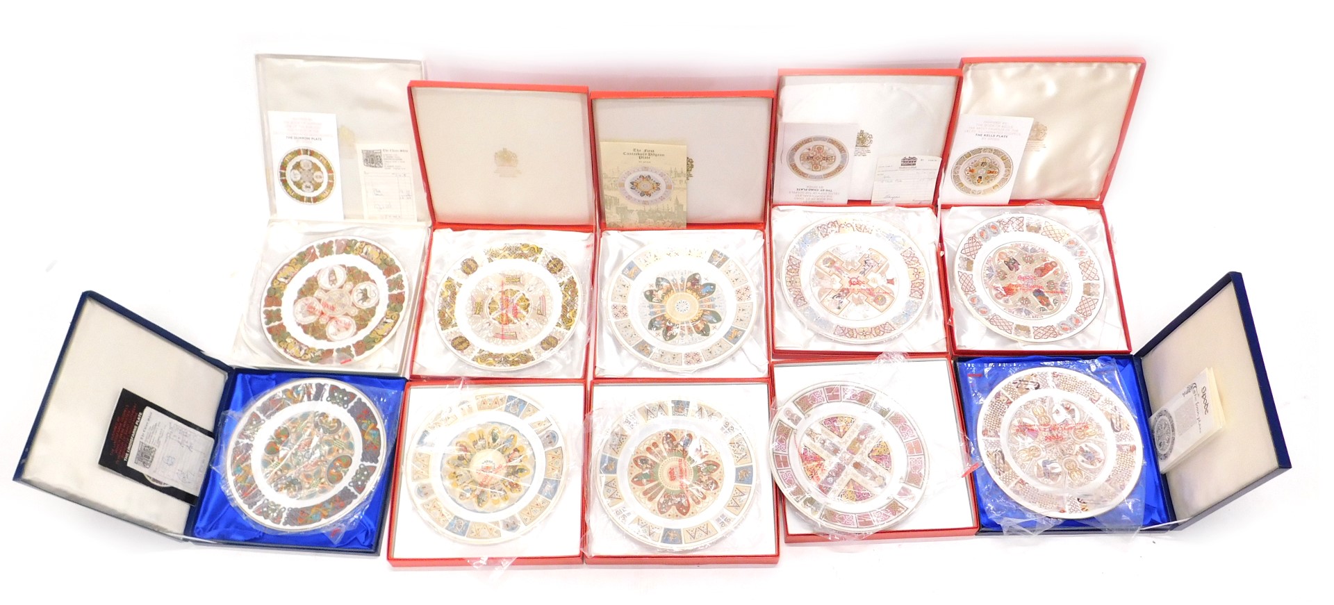 A collection of ten Spode porcelain plates, each related to an ecclesiastical building, to include T