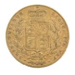 A Queen Victoria young head shield back full gold sovereign, dated 1842.