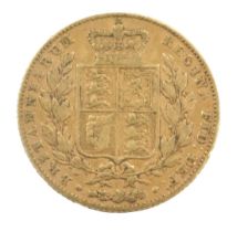 A Queen Victoria young head shield back full gold sovereign, dated 1842.