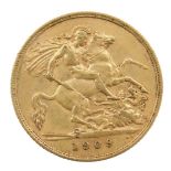 An Edward VII half gold sovereign, dated 1909.