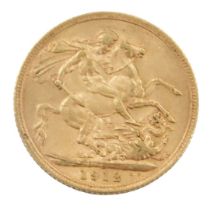 A George V full gold sovereign, dated 1912.