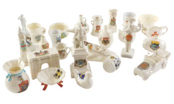 A quantity of crested china, to include Marble Arch, crest of City of London, boat, Anvil, etc. (1 t