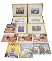 A quantity of railway related prints and various prints mounted onto aluminium.
