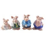 Four Wade NatWest piggy banks, comprising Baby, Mum, Dad and Daughter, three with stoppers, 16cm hig