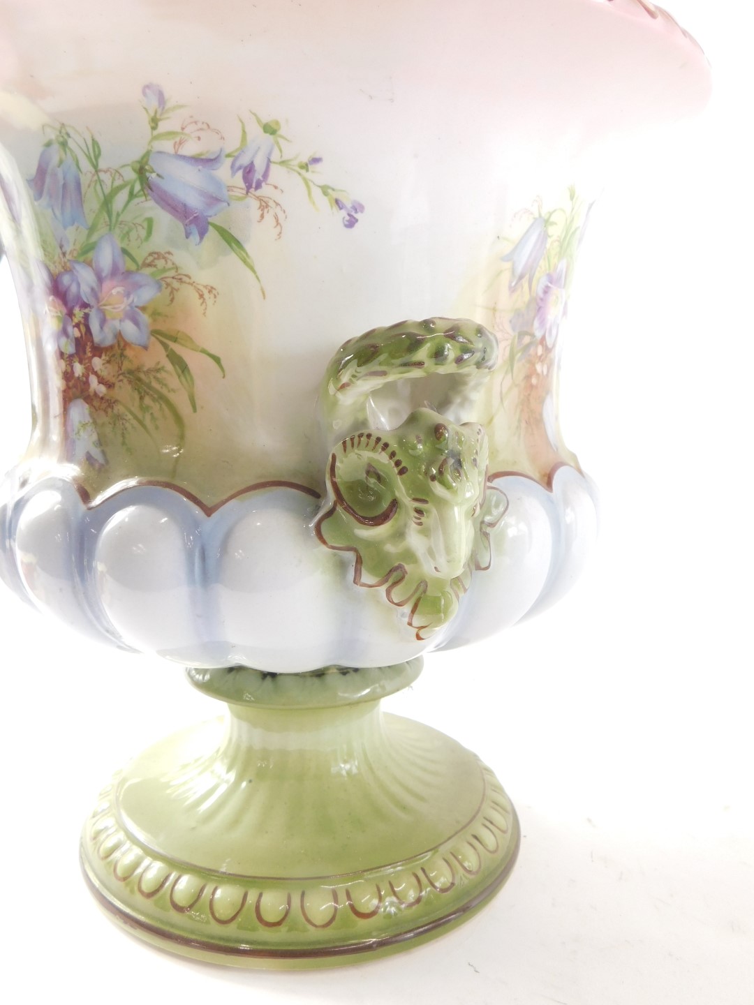 A Continental ceramic jardiniere, decorated with flowers, 29cm high, and a continental porcelain jar - Image 3 of 4