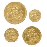 A Royal Mint George VI 1937 gold specimen coin set, comprising five pound, two pound, full and half