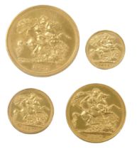 A Royal Mint George VI 1937 gold specimen coin set, comprising five pound, two pound, full and half