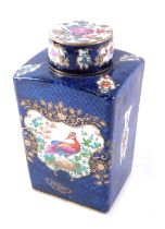 A French Samson porcelain tea caddy and cover, decorated in Worcester style, 20cm high.