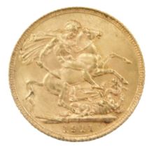 A George V full gold sovereign, dated 1911.