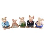 A set of five Wade NatWest pigs.