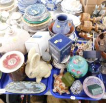 Decorative china and effects, to include a Tunstall ware pottery rabbit, various plates, Eastern gla